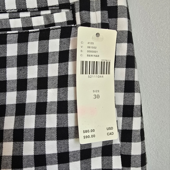 Anthropologie New Picnic Gingham Black White High Waist Twill Shorts SZ 30 - Picture 6 of 9